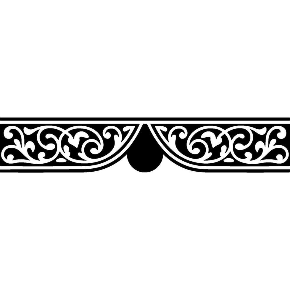 Elegant Black White Scroll Border, Vintage vector