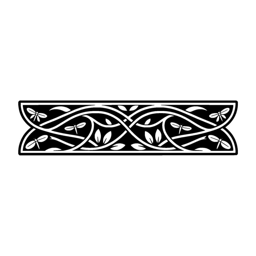 Elegant Dragonfly Border, Art Nouveau Inspired vector
