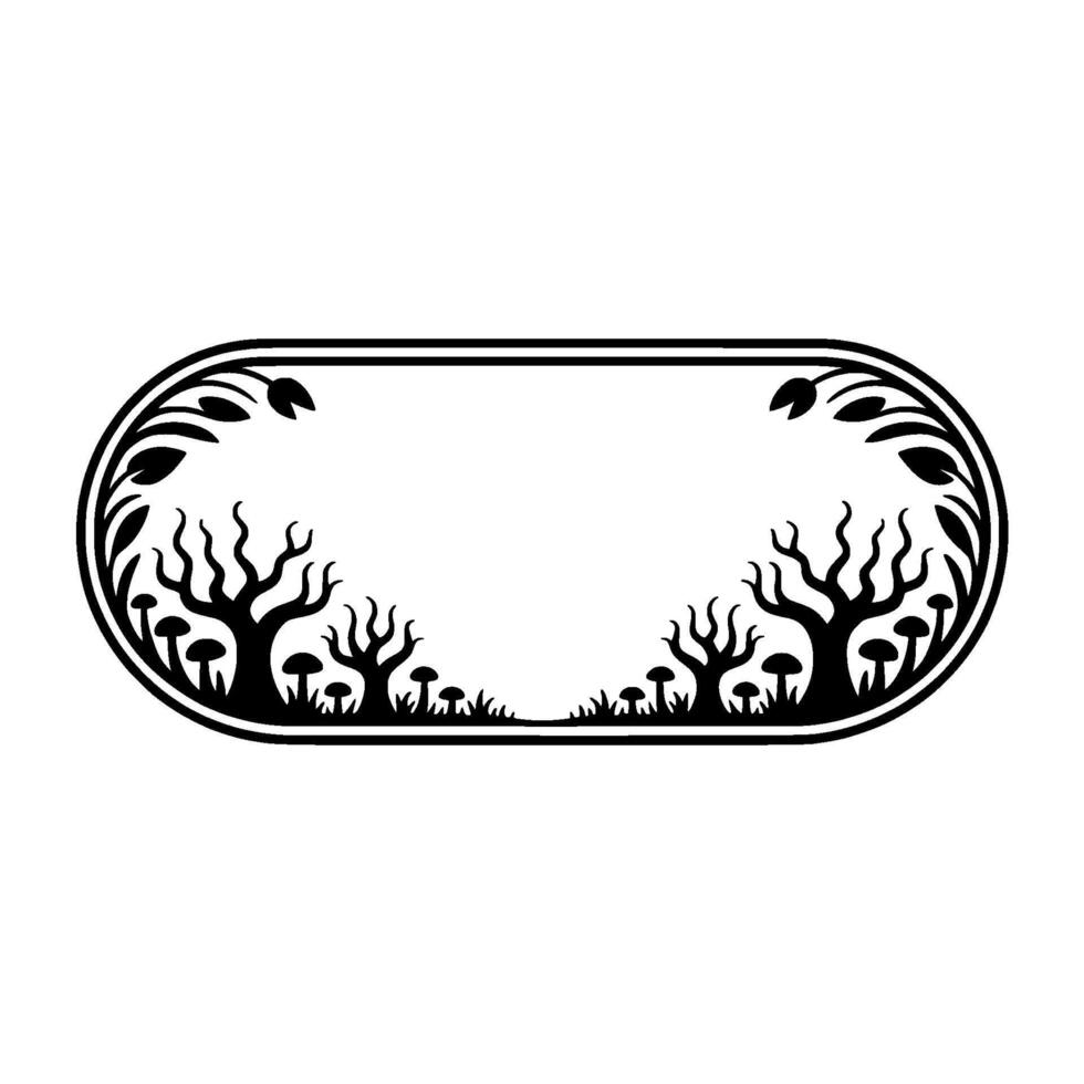 Ethereal Forest Frame, Vintage Botanical Illustration vector