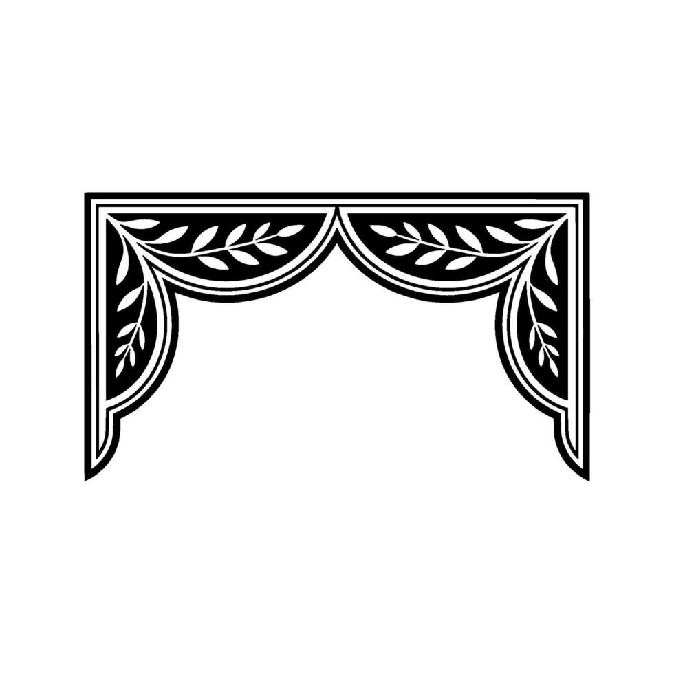 Ornate Black Corner Detail, Vintage Botanical Border vector