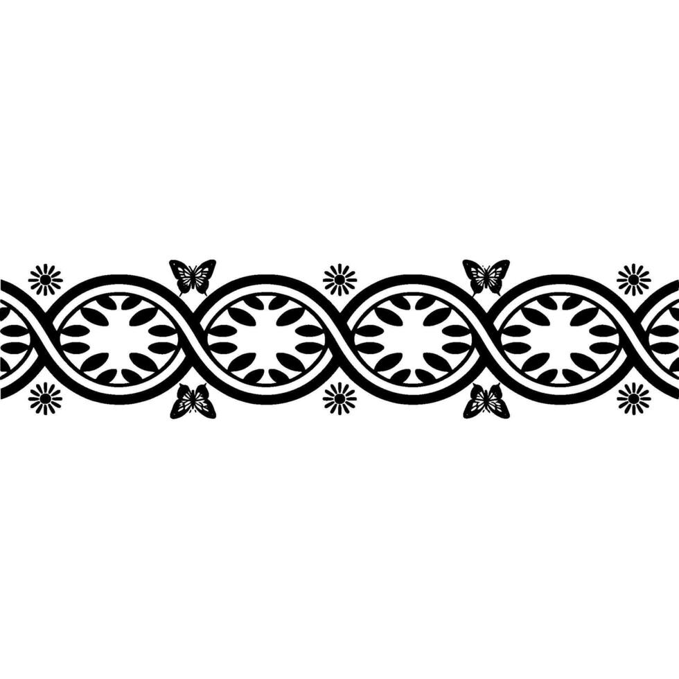 Elegant Swirl Border with Butterflies and Floral Accents vector
