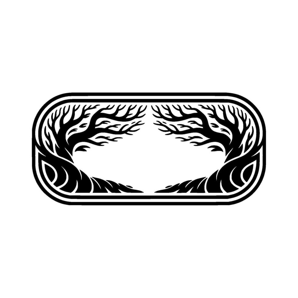 Ornamental Tree Frame, Vintage Symbol, Organic vector