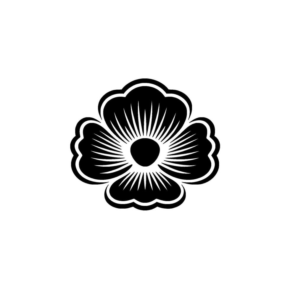 Elegant Black Floral Emblem, Minimalist - Flower, Isolated vector