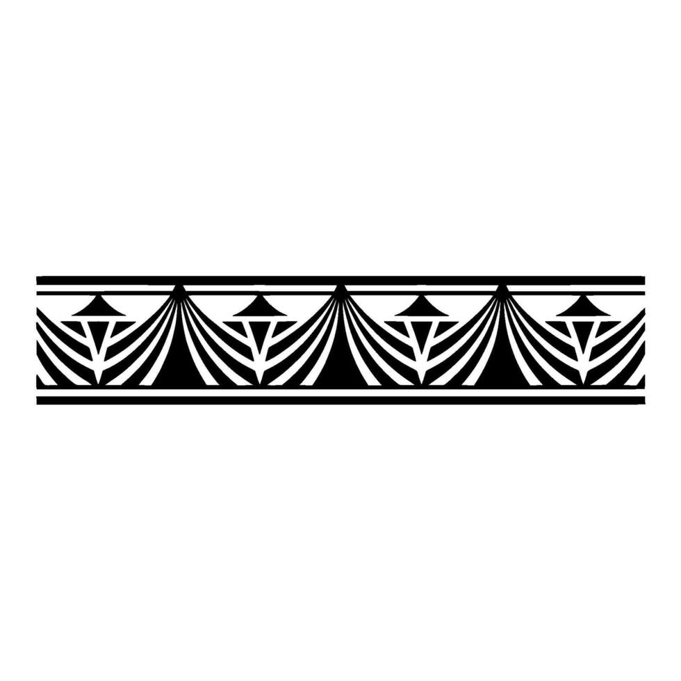 Geometric Deco Border, Stylized Black White - Repeating vector