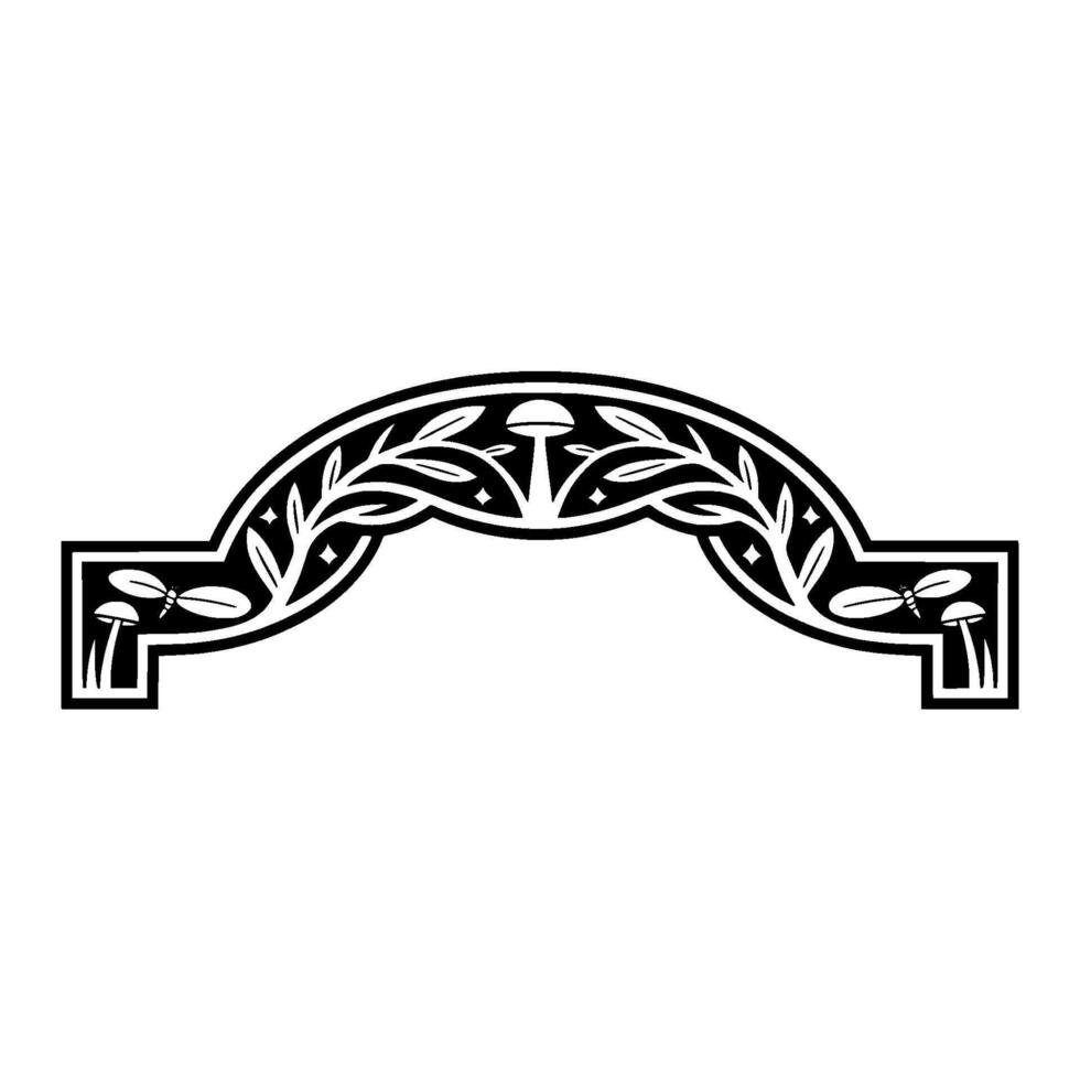 Stylized Arch Ornament, Botanical Mystical vector