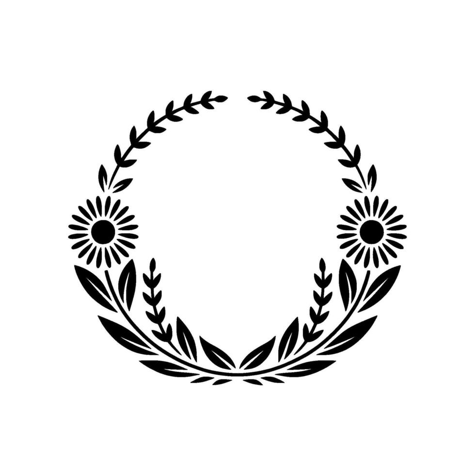 Floral Wreath Frame, Vintage Botanical, Minimalist Ornament vector