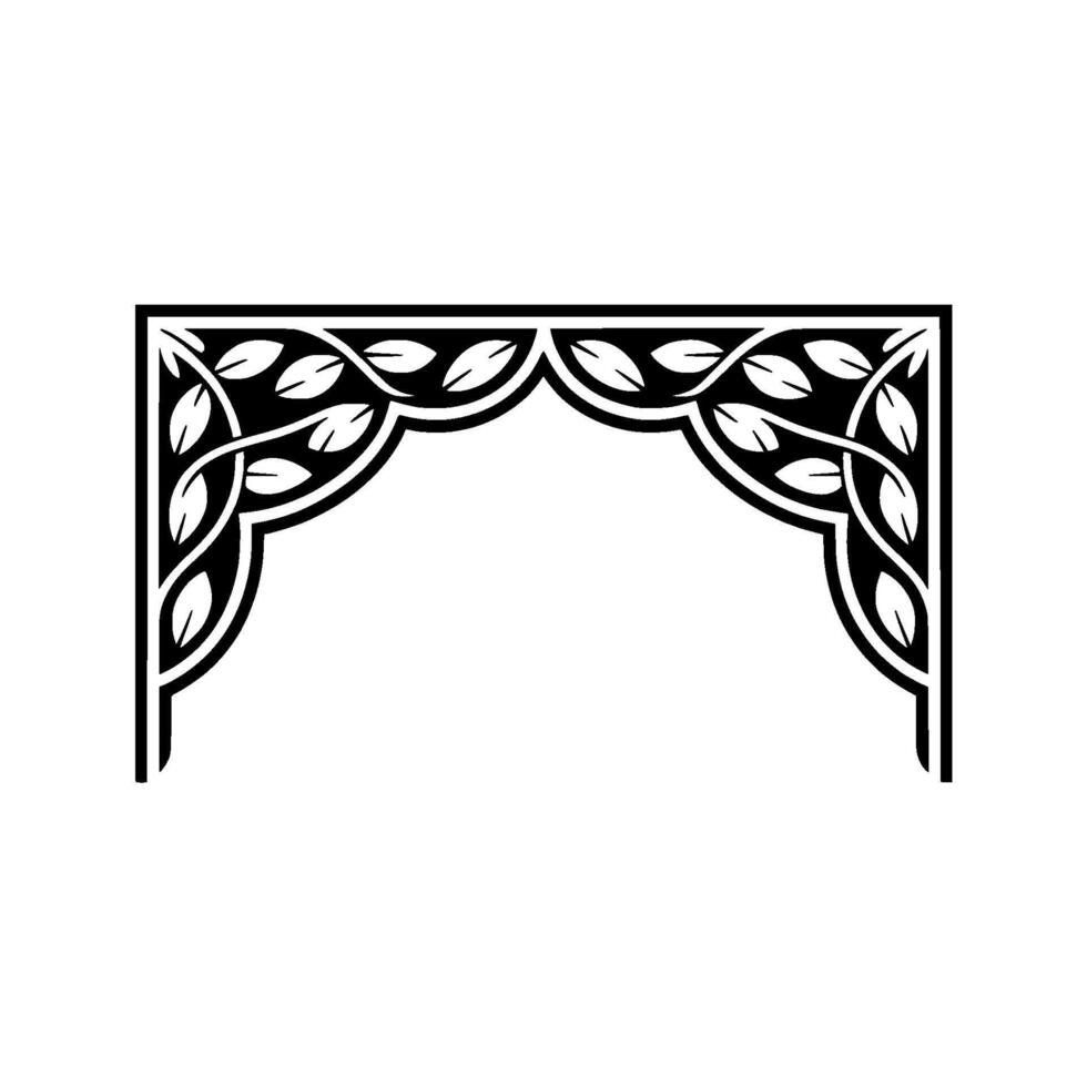 Art Nouveau Arch Ornament, Black White Botanical Frame vector