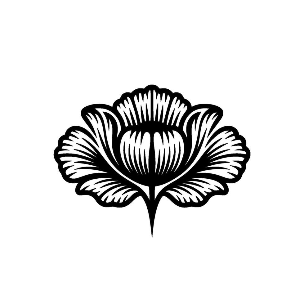 Intricate Black Floral Emblem, Minimalist - Stylized vector