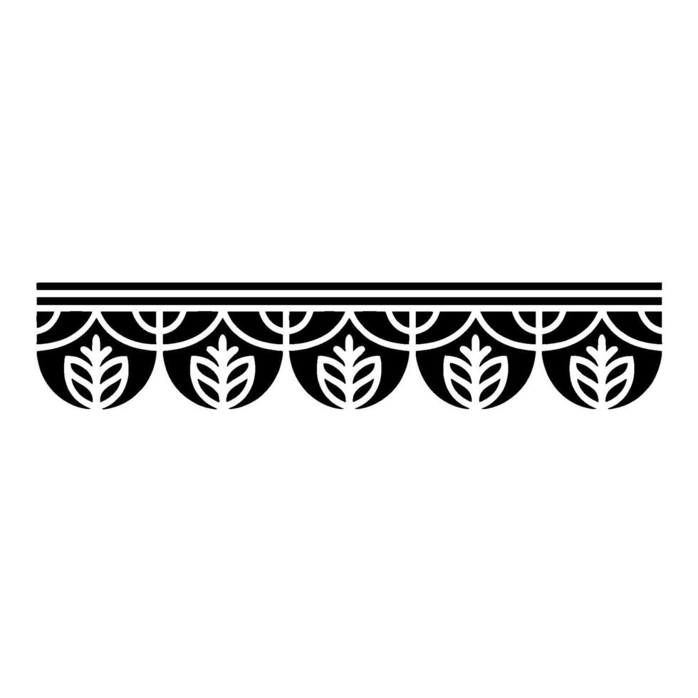 Stylized Leaf Border, Geometric, Vintage Aesthetic - Pattern vector