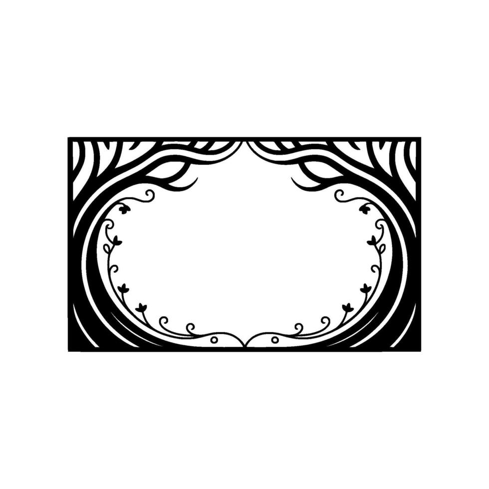 Elegant Botanical Frame, Vintage Style, Minimalist - Lineart vector