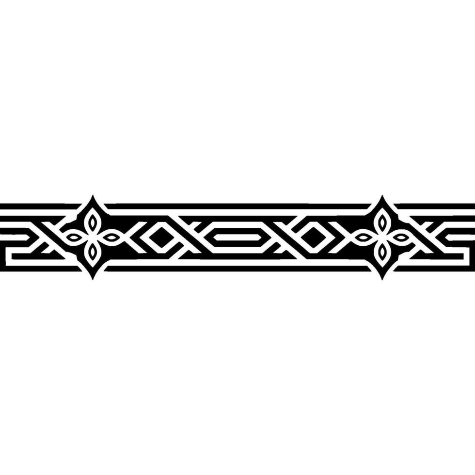 Geometric Celtic Border, Intricate Black White - Ornamentation vector
