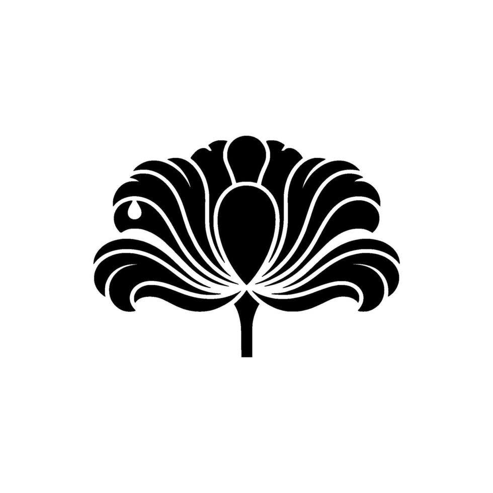 Elegant Black Lotus Emblem, Minimalist - Decorative vector