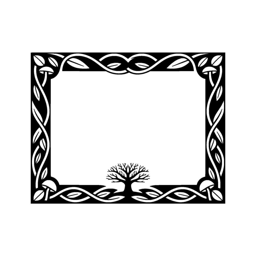 Celtic Tree of Life Frame, Vintage Illustration, Symbolic Border vector
