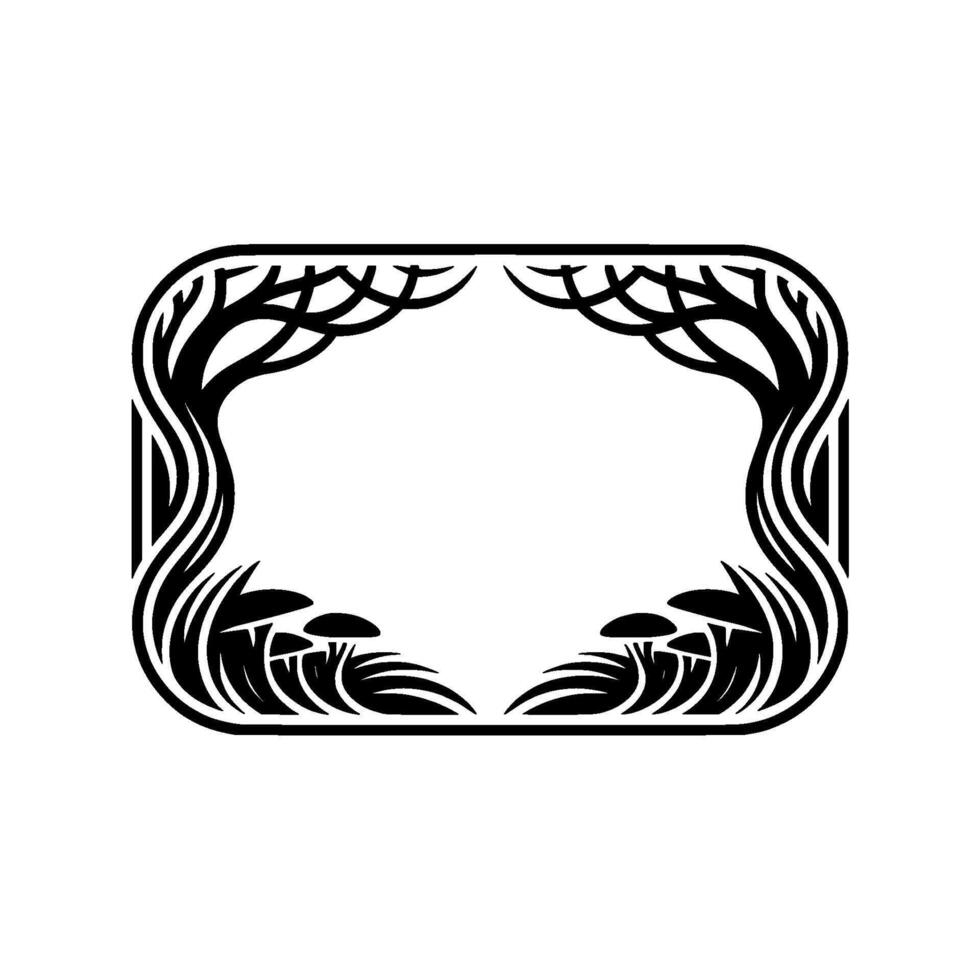Art Nouveau Forest Frame, Elegant Botanical Border - Swirls vector