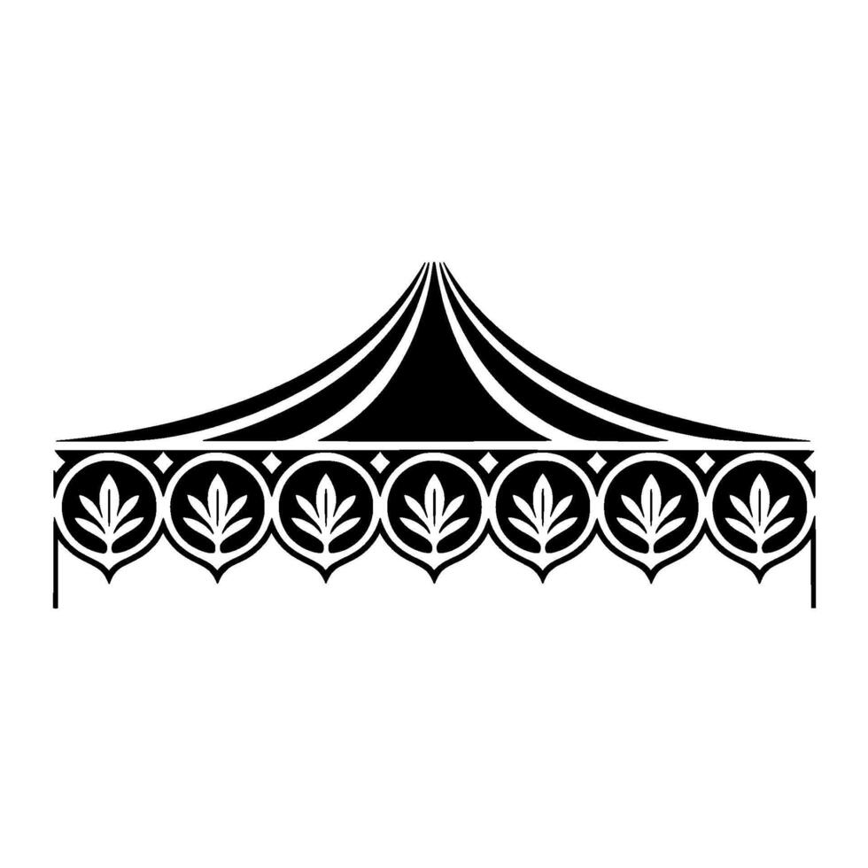 Stylized Tent Canopy with Leaf Motif, Minimalist vector