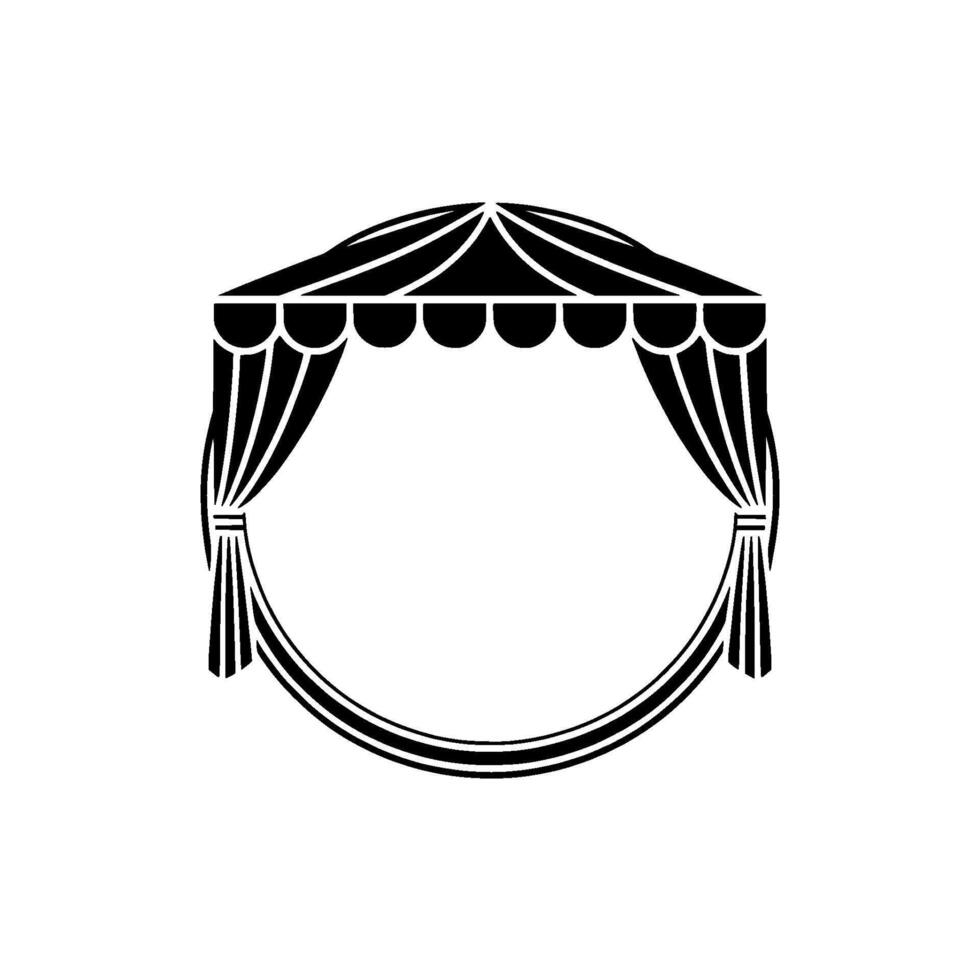 Dramatic Stage Silhouette, Minimalist Curtain Frame vector