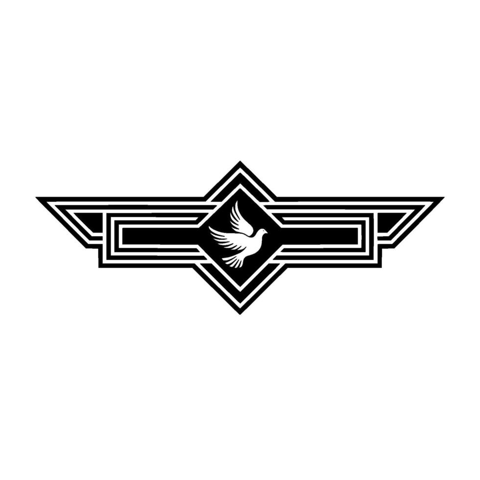Art Deco Dove Emblem Vintage Symbol of Peace Luxury vector