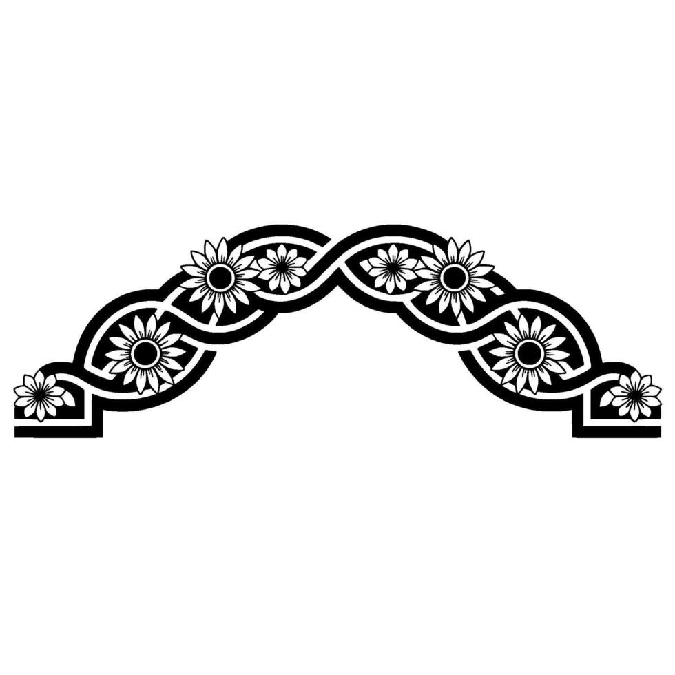 Stylized Sunflower Arch Vintage Decorative Border vector