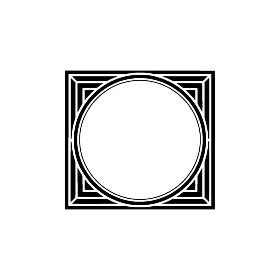 Geometric Circle Frame, Art Deco Style - Square vector
