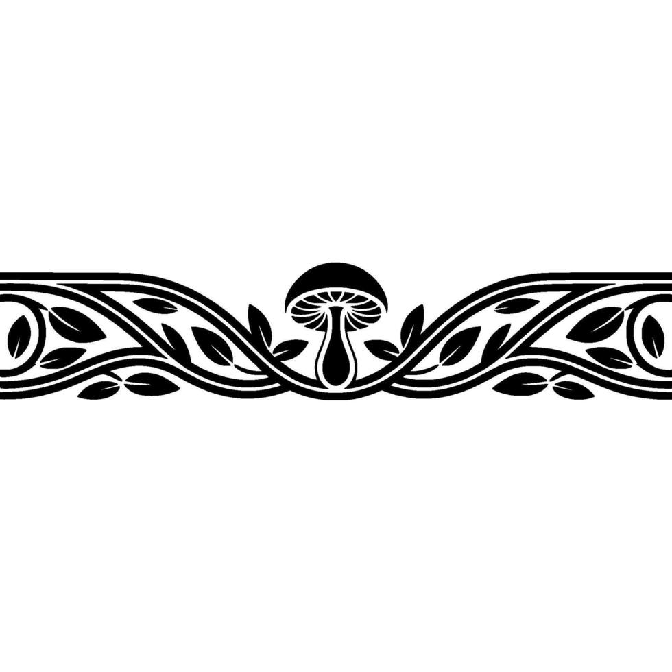 Elegant Botanical Border, Vintage Style, Decorative Element - Mushroom vector