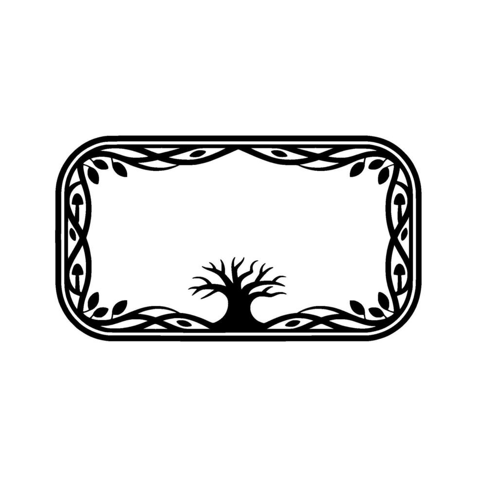 Ancient Tree Emblem, Celtic Border, Symbolic Heritage vector