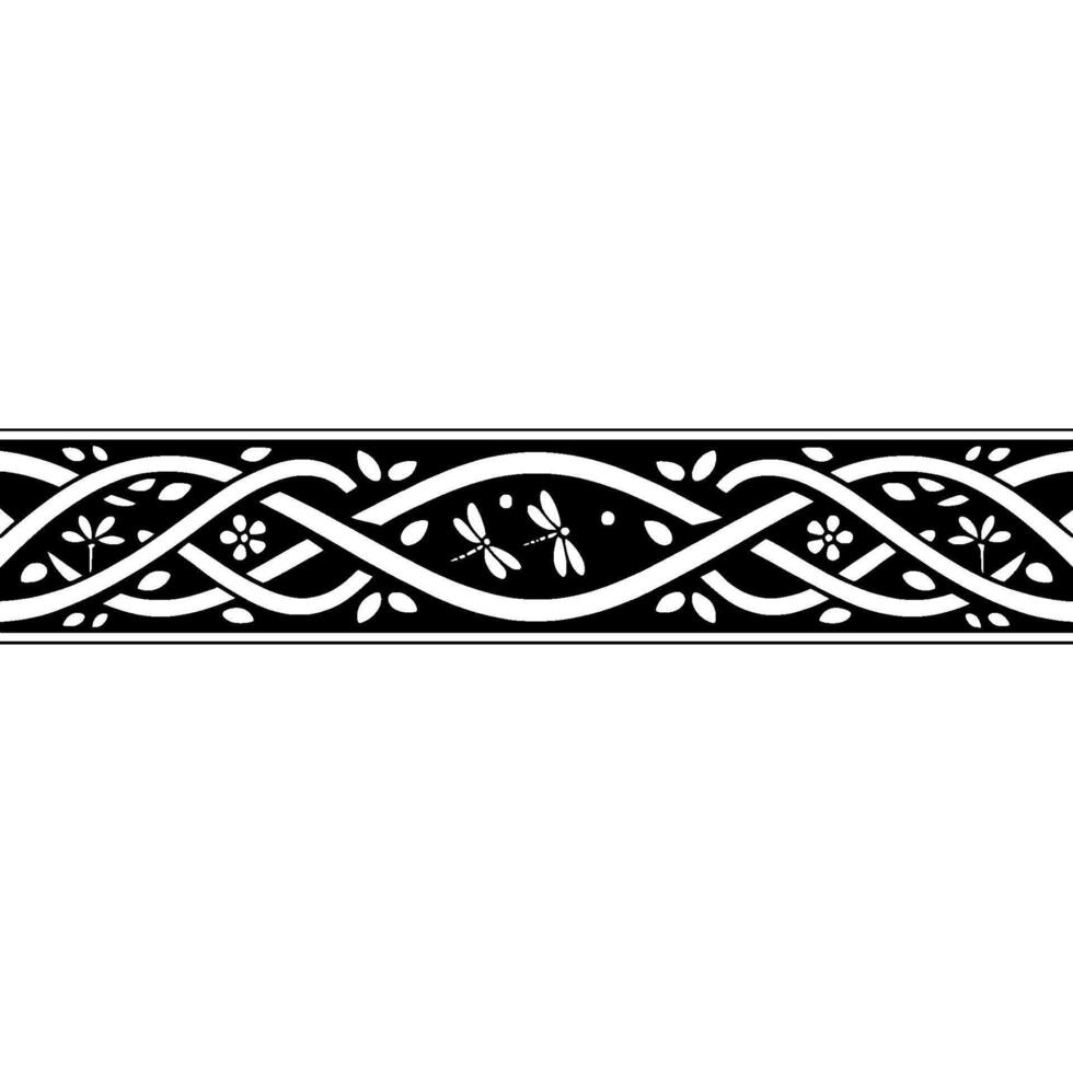 Intricate Celtic Border, Vintage Botanical Motif - Pattern vector