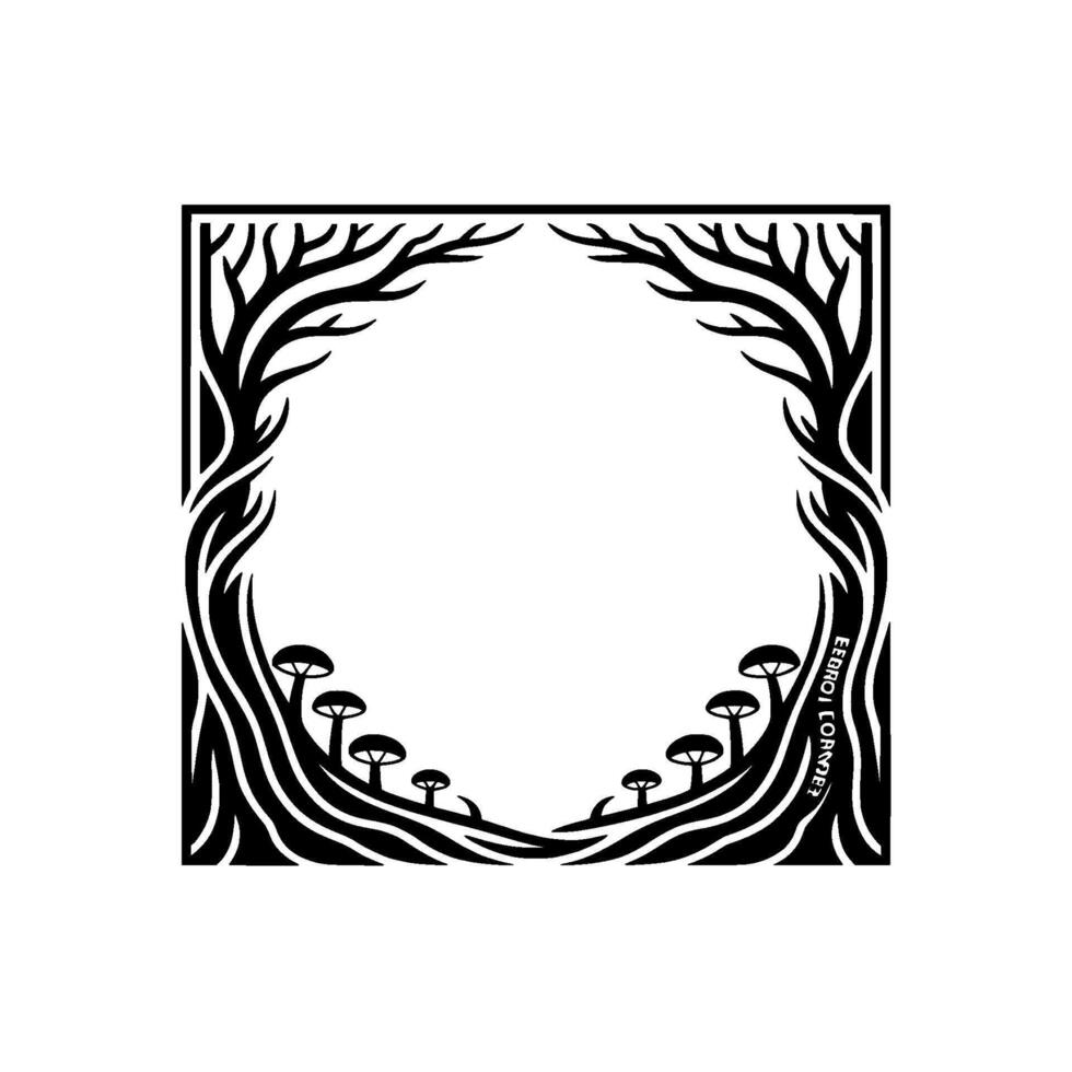Ethereal Forest Frame, Symbolic of Growth and Mystery vector
