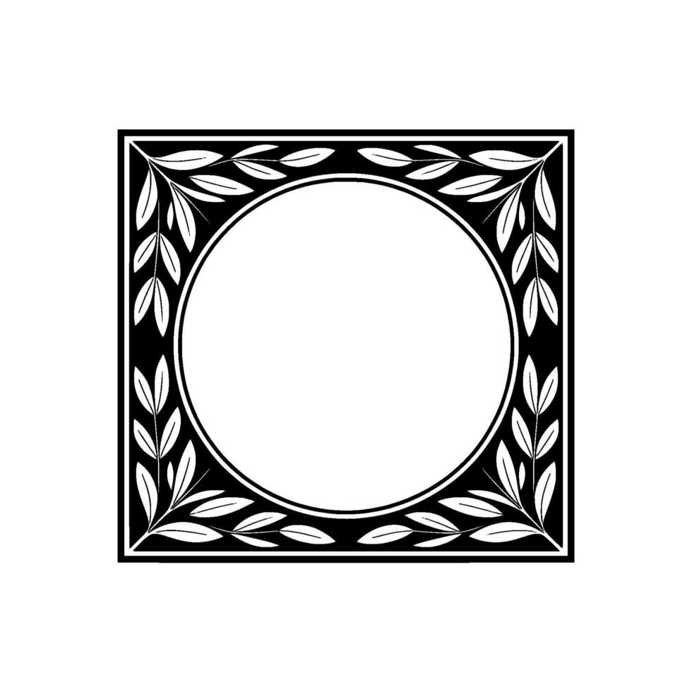 Geometric Botanical Frame, Minimalist - Circle vector