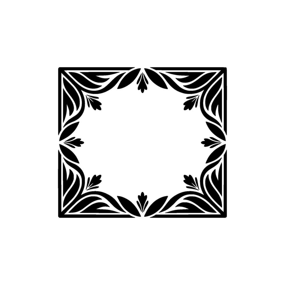 Elegant Black Floral Square Frame, Vintage - Decorative vector
