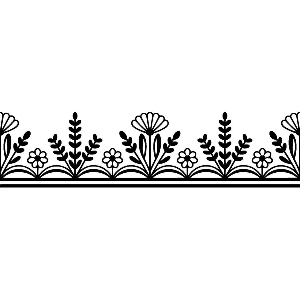 Elegant Botanical Border, Minimalist - Lineart - Floral vector