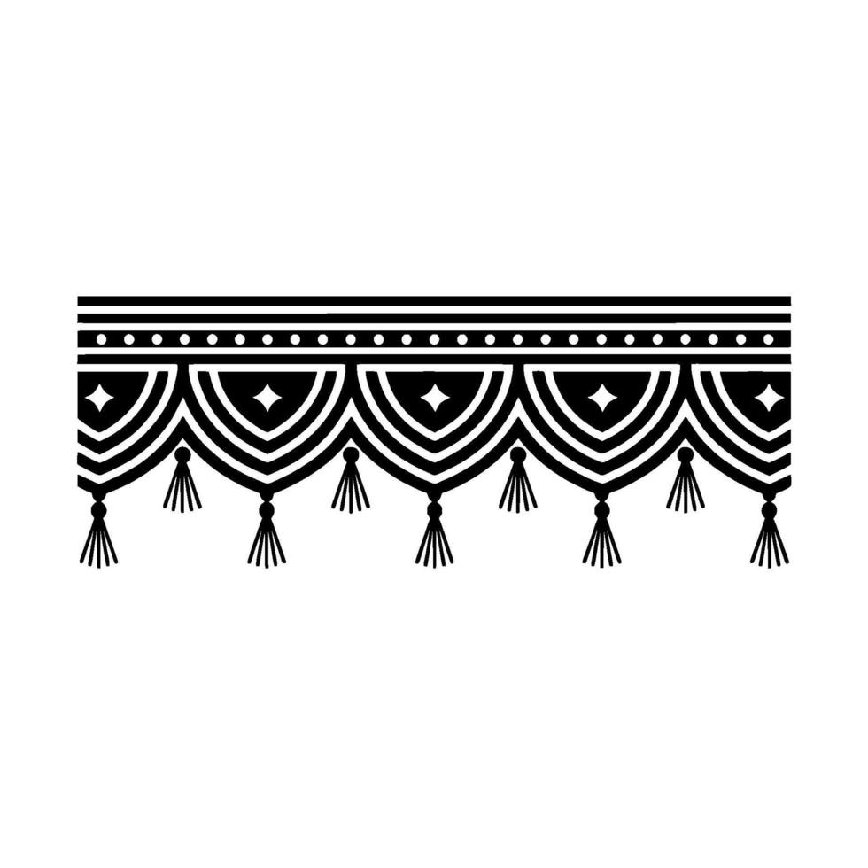 Intricate Black Fringe Border, Decorative Textile vector