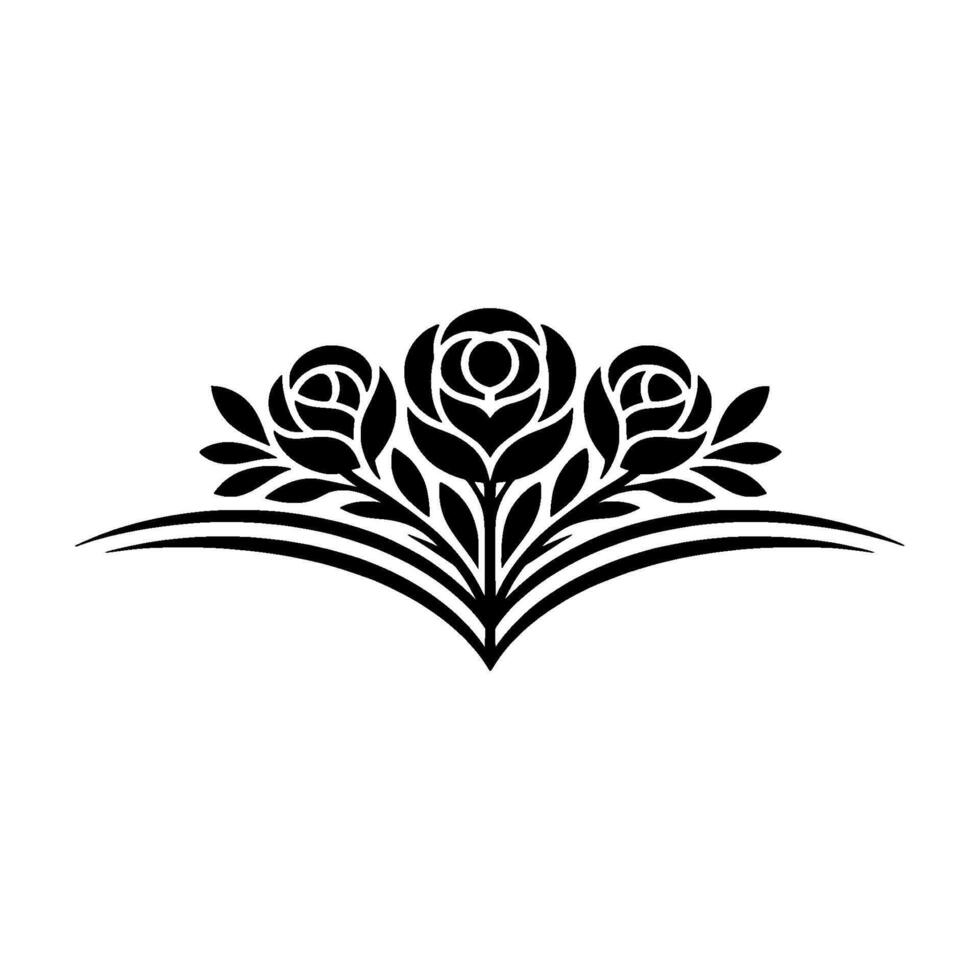 Elegant Black Rose Emblem, Vintage Floral - Arrangement vector