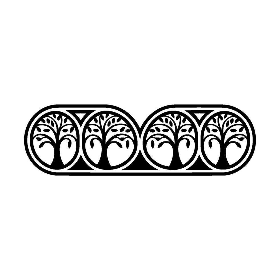 Circular Tree Motif, Elegant Border vector