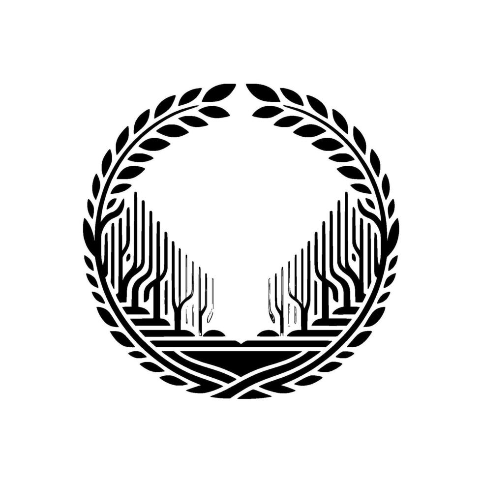 Circular Emblem Verdant Gateway, Ancient Symbolism vector