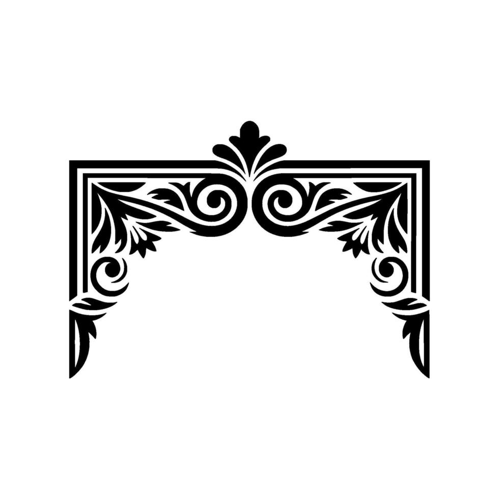 Ornate Black Decorative Corner Element, Vintage Style vector