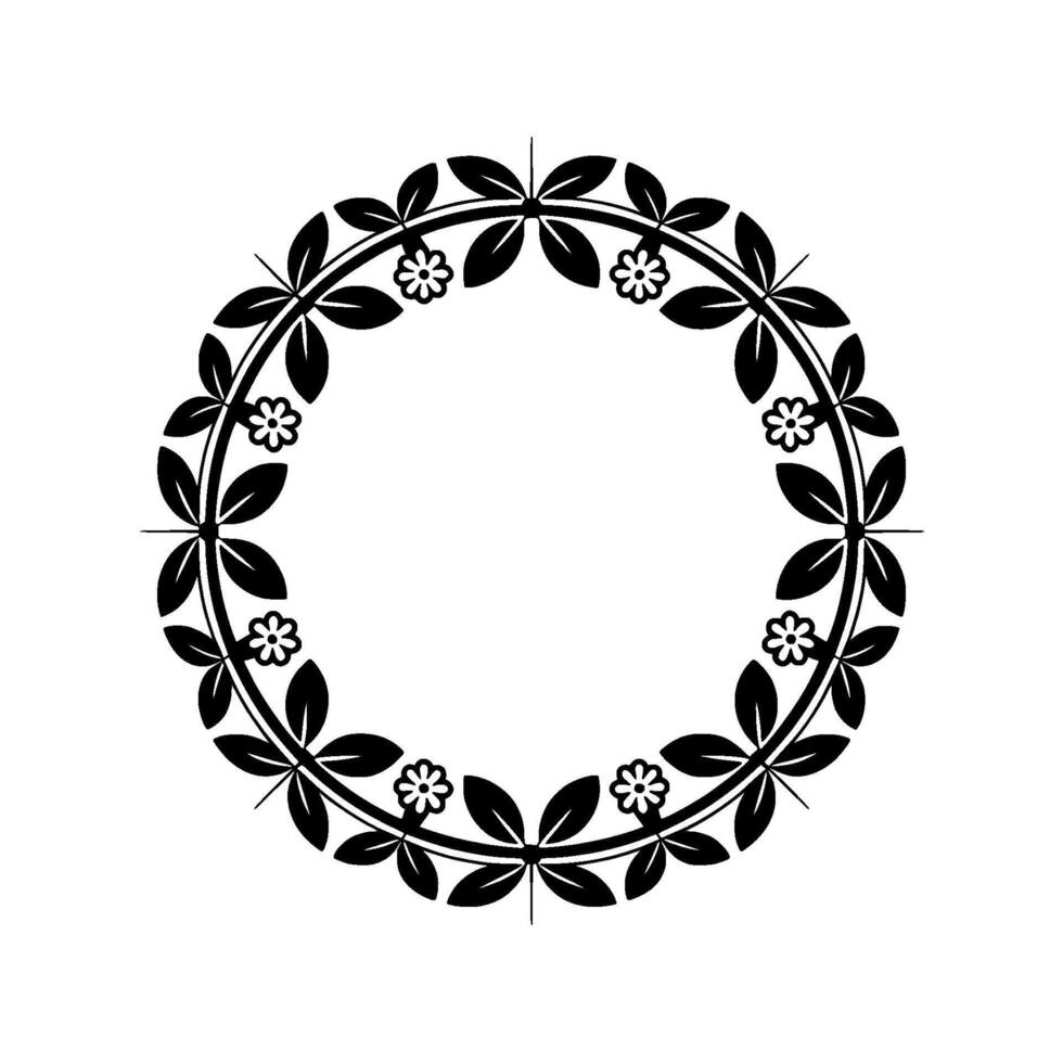 Elegant Floral Wreath, Minimalist , Circular Frame - Ornament vector