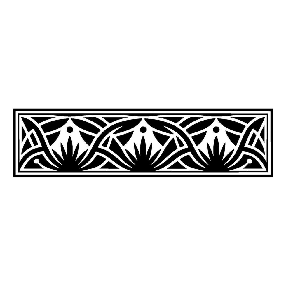 Geometric Saguaro Border, Stylized Black and White vector