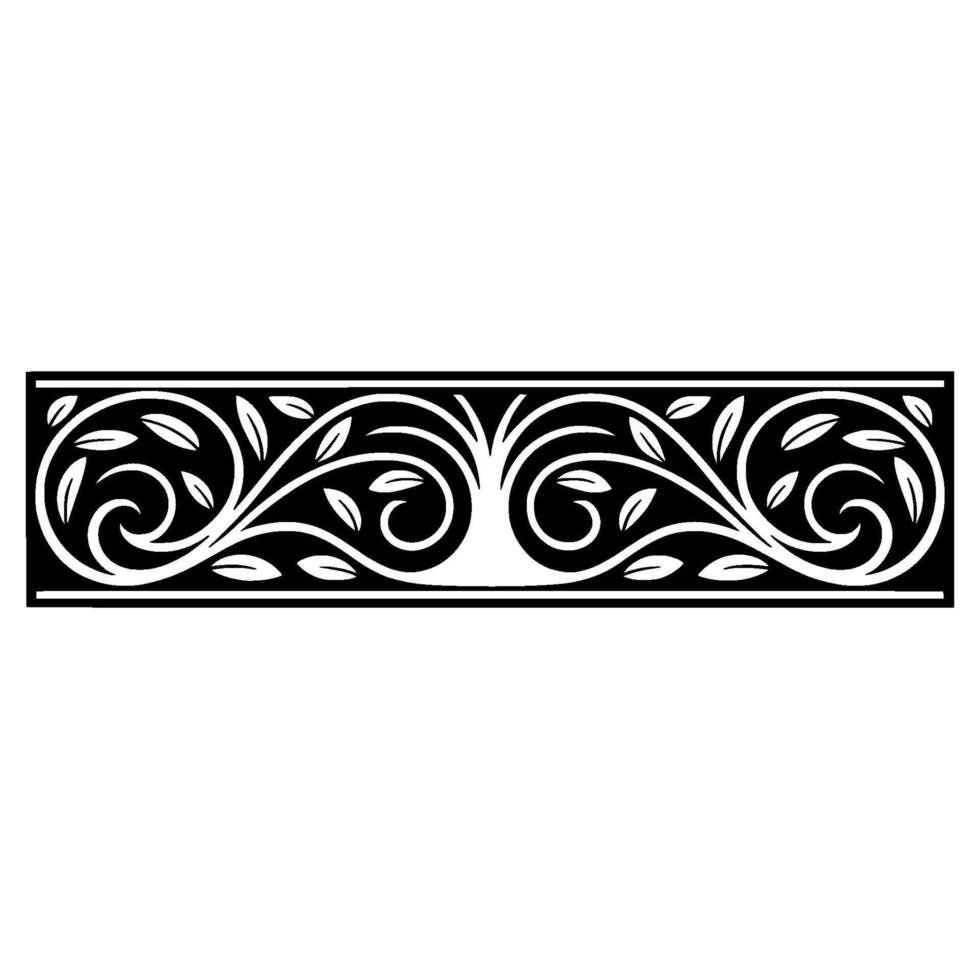 Elegant Botanical Border, Vintage Style - Silver vector