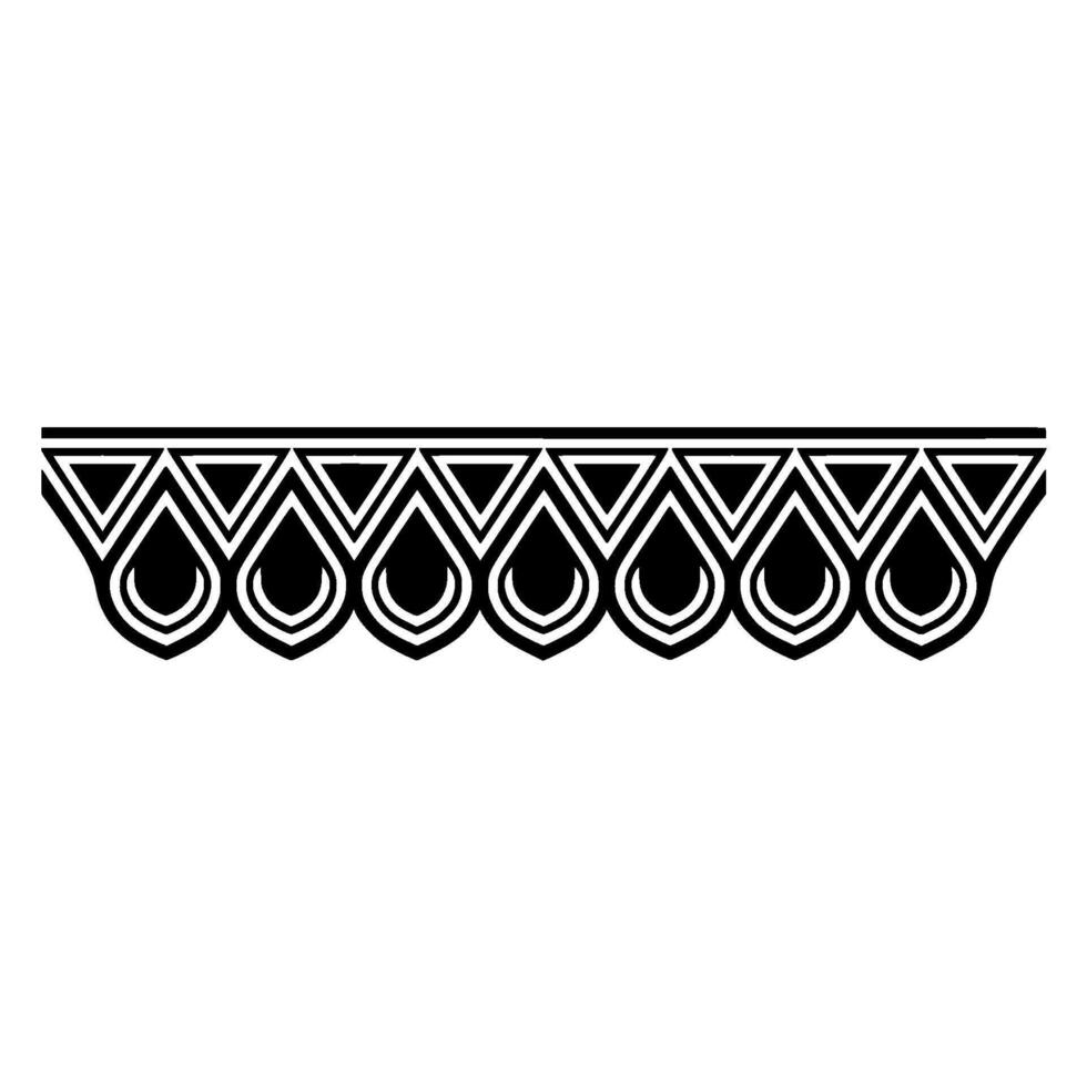 Art Deco Geometric Border, Stylized Black White Pattern vector