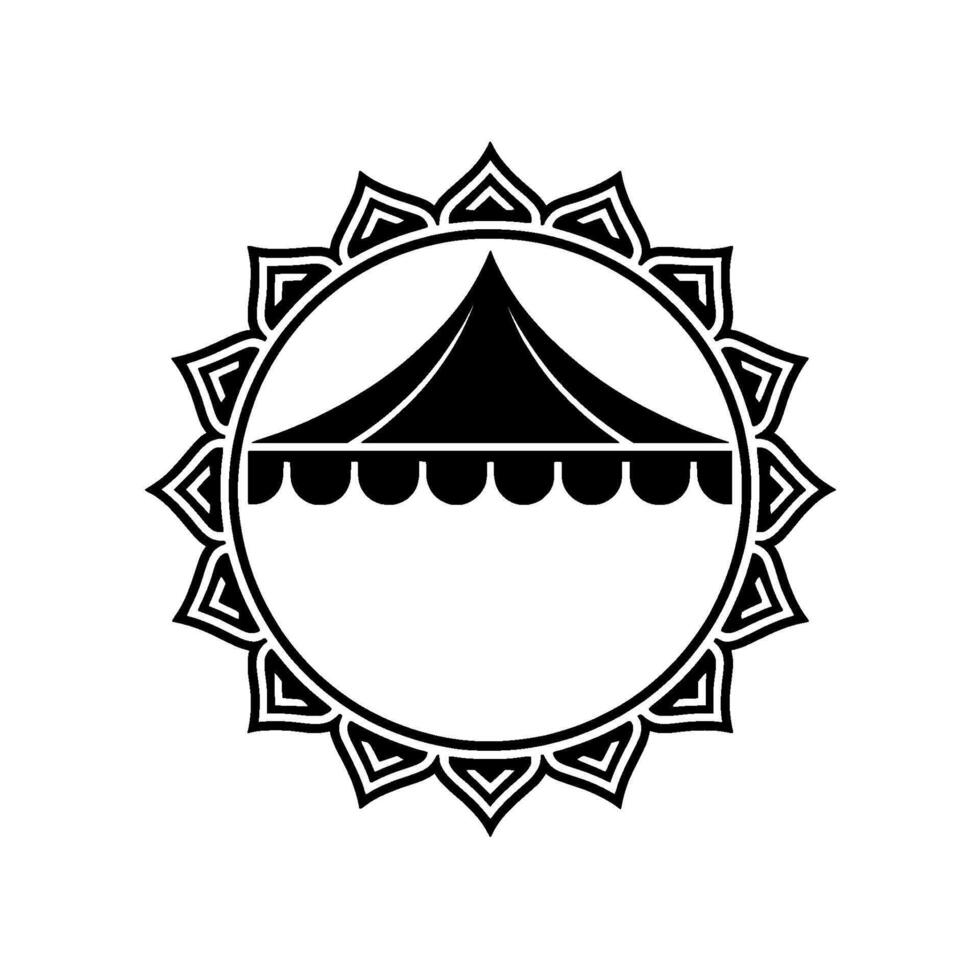 Geometric Tent Emblem, Minimalist , Event Branding - Monochromatic vector