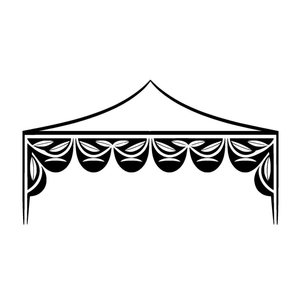 Stylized Tent Canopy, Leaf Ornamentation, Minimalist vector