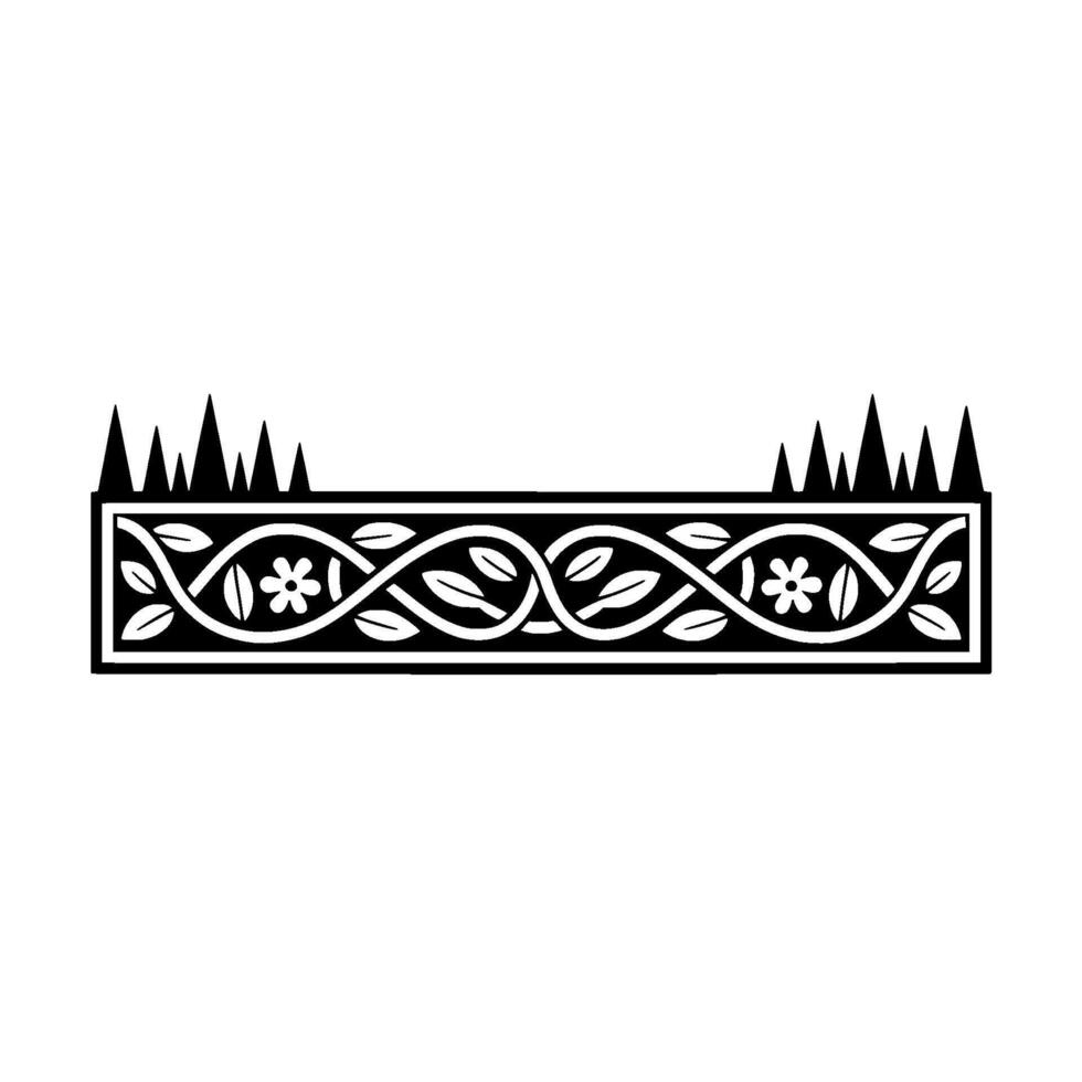 Geometric Floral Border, Minimalist - Lineart vector