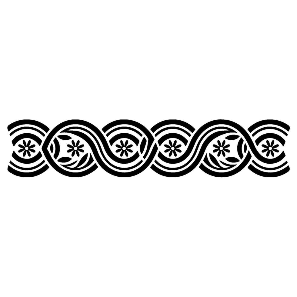 Stylized Celtic Wave Border, Intricate Black vector