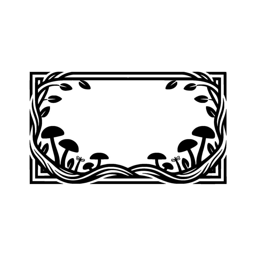 Art Nouveau Mushroom Frame Botanical Border vector