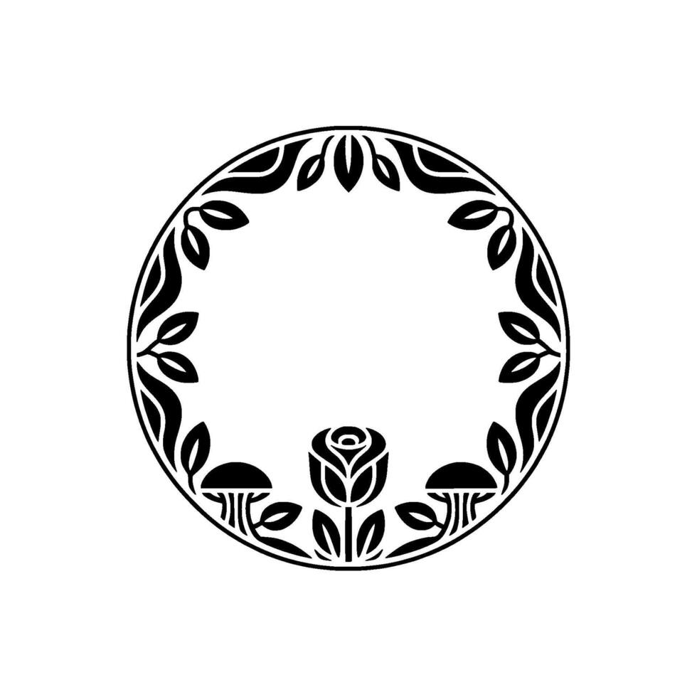 Elegant Floral Emblem, Vintage Style Border vector