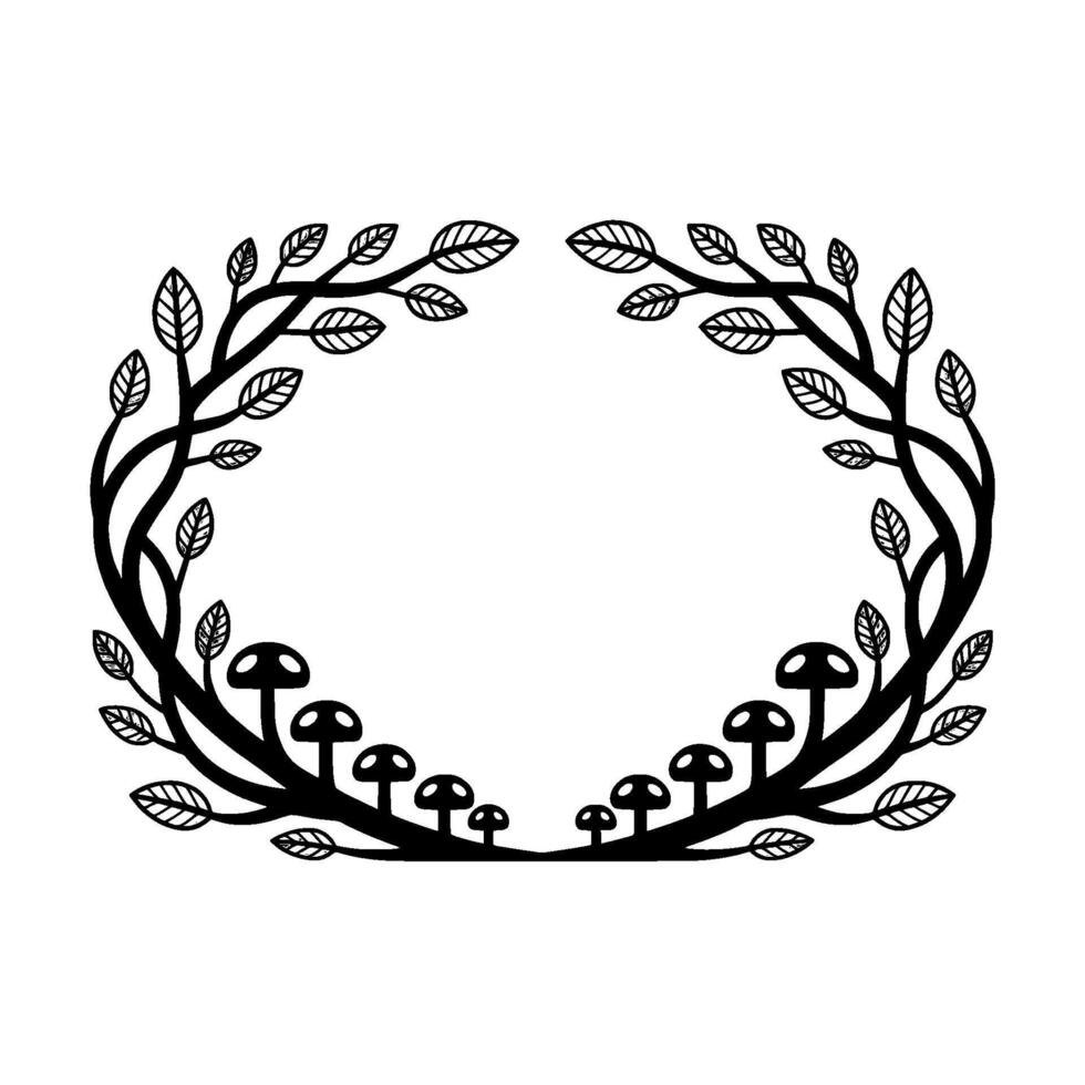 Enchanted Forest Wreath, Whimsical Woodland Border vector