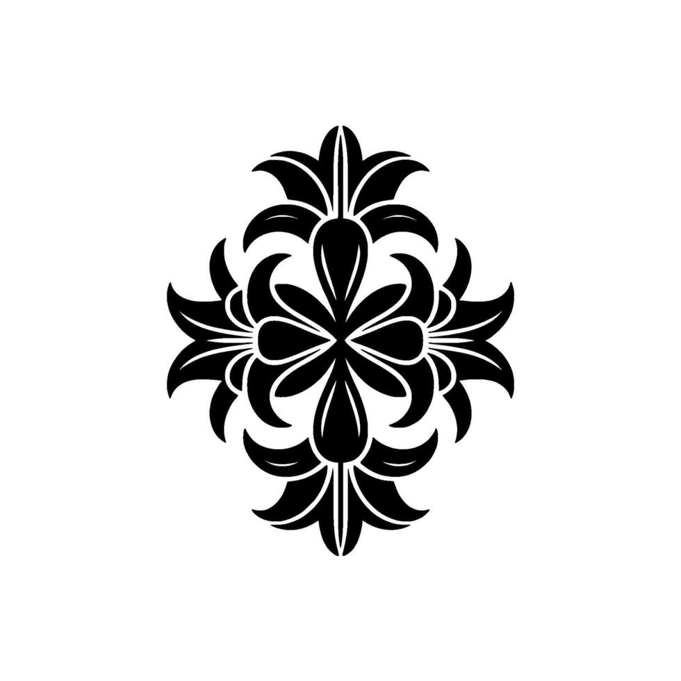 Intricate Black Floral Emblem, Elegant - Mandala vector