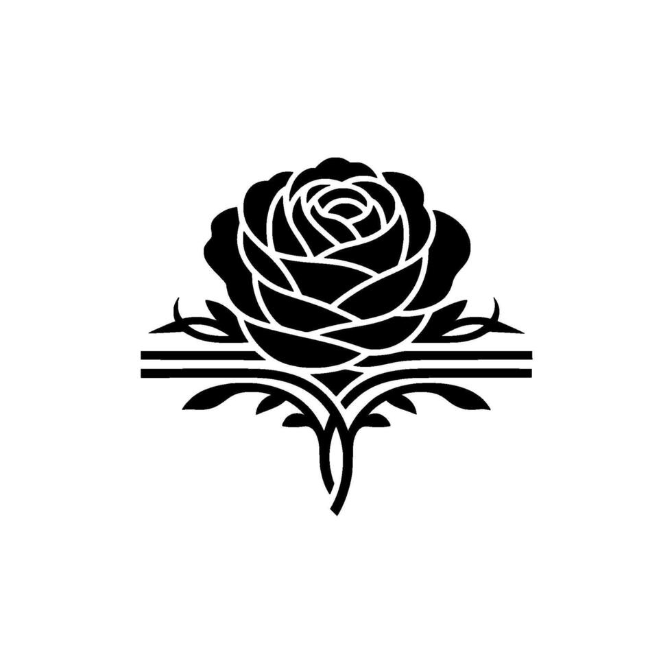 Elegant Black Rose Ornament, Vintage Botanical Illustration vector