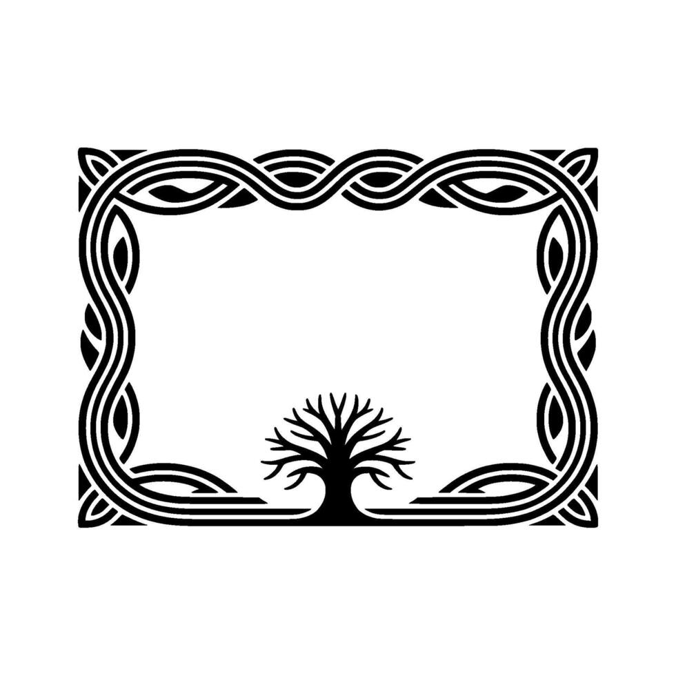 Celtic Tree Frame Symbolic Border, Ancient Heritage vector