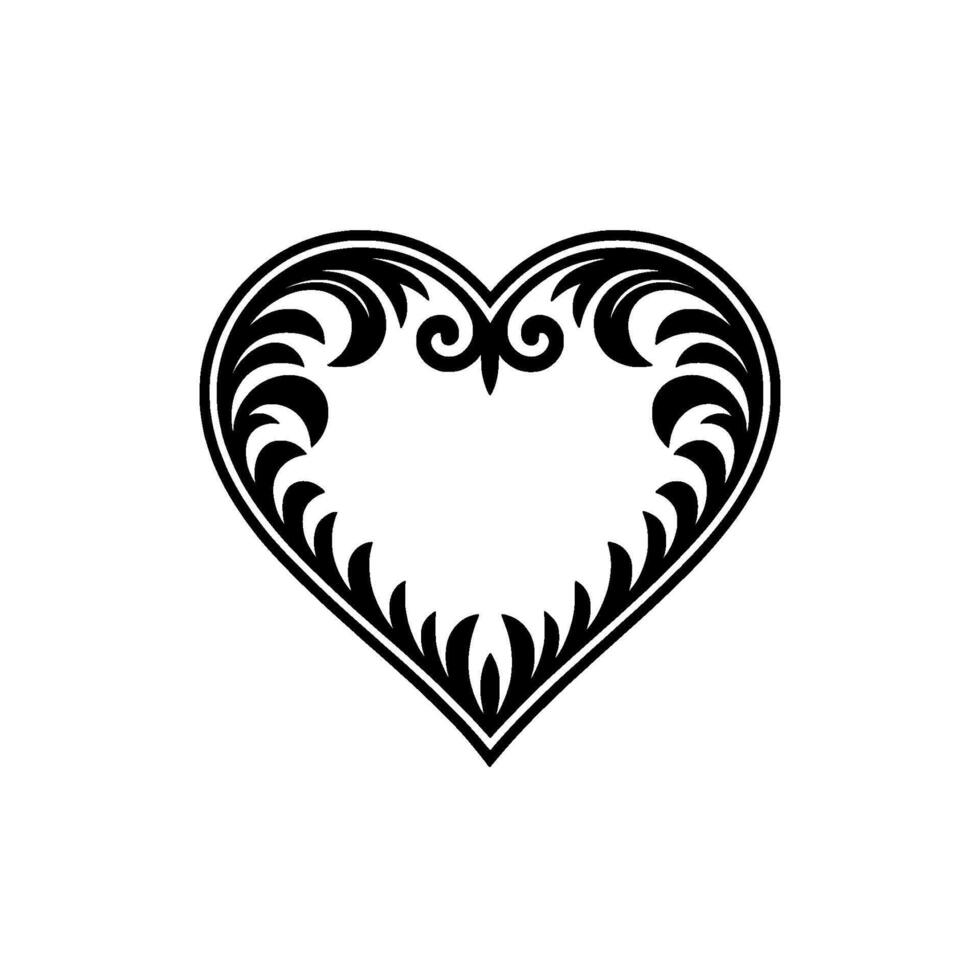 Intricate Tribal Heart Ornament, Elegant Black vector